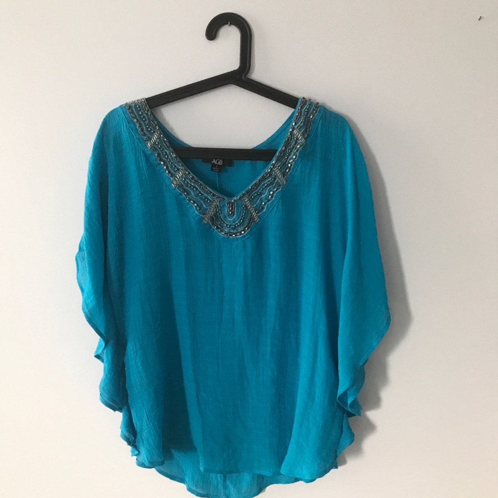 Beautiful blue poncho style top!
